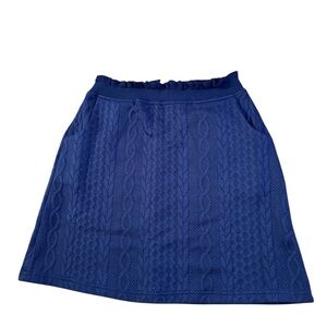 verty Cable-Knit A-Line Skirt in Navy Blue